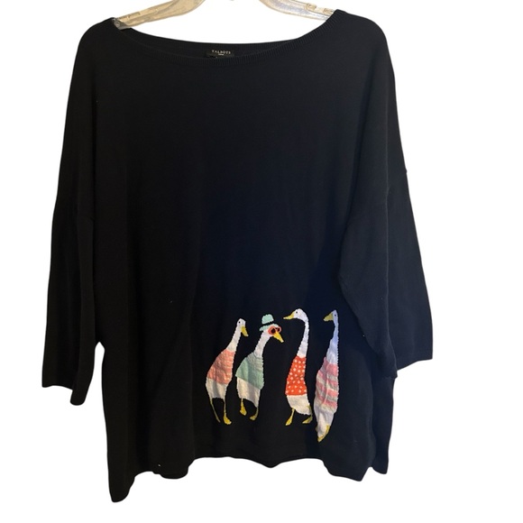 Talbots Women’s 3/4 Sleeve Blue Sweater with Ducks Size 3X - Picture 2 of 5